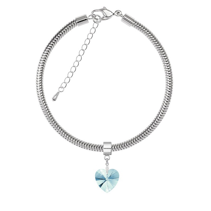 Aquamarine XILION Heart 14MM Charm Bracelet Embellished with Austrian Crystal