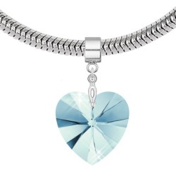 Aquamarine XILION Heart 14MM Charm Bracelet Embellished with Austrian Crystal