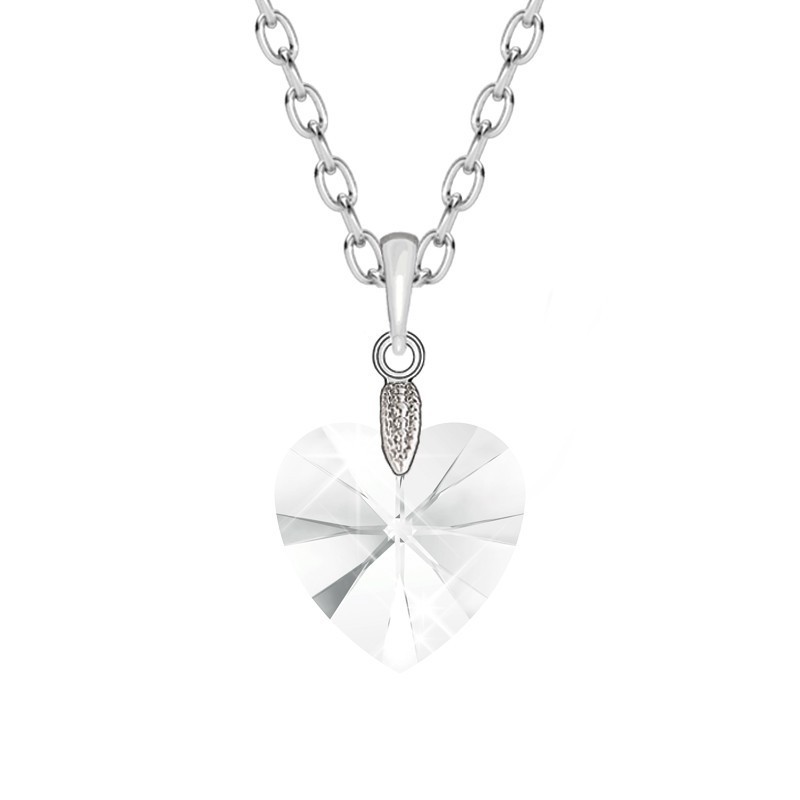 XILION Crystal Clear Heart 14MM Pendant Necklace Embellished with Austrian Crystals