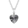 XILION Silver Night Heart 14mm Pendant Necklace Embellished with Austrian Crystals