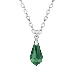 Emerald Crystal Teardrop Pendant Necklace Embellished with Premium Grade Austrian Crystal