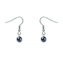 Premium Stainless Steel Natural Hematite Dainty Globe Classic Hook Hypoallergenic Earrings