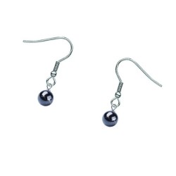 Premium Stainless Steel Natural Hematite Dainty Globe Classic Hook Hypoallergenic Earrings