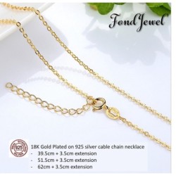 18K Gold Plated on 925 silver Cable Chain Necklace