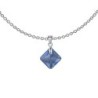 December Birthstone Montana Princess Cut Crystal Pendant Necklace Embellished With Premium Grade Austrian Crystal