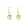 White Pearl Bow Gold Plated Earrings Embellished with Premium Grade Austrian Crystal Pearls