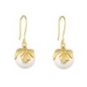 White Pearl Bow Gold Plated Earrings Embellished with Premium Grade Austrian Crystal Pearls