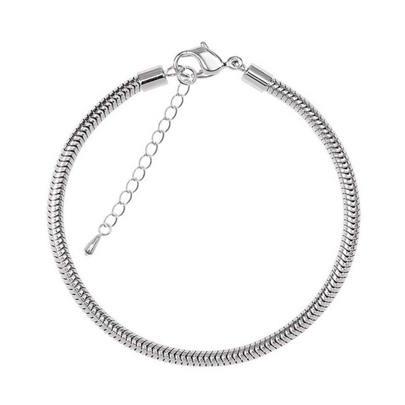 High Quality Rhodium Plated Charm Plain Bracelet with Extension