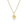 Christmas Pearl Bow Charm Gold Plated Necklace Embellished with Premium Grade Austrian Crystal Pearl