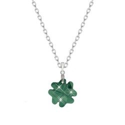 Emerald Crystal Four-Leaf Clover Pendant Necklace Embellished with Premium Grade Austrian Crystal