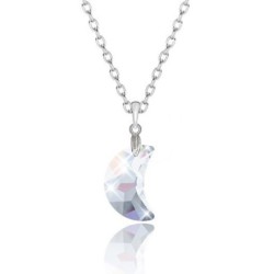 Crystal Moon Crest Pendant Necklace Embellished with Austrian Crystals