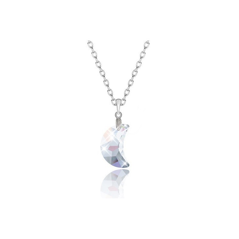 Crystal Moon Crest Pendant Necklace Embellished with Austrian Crystals