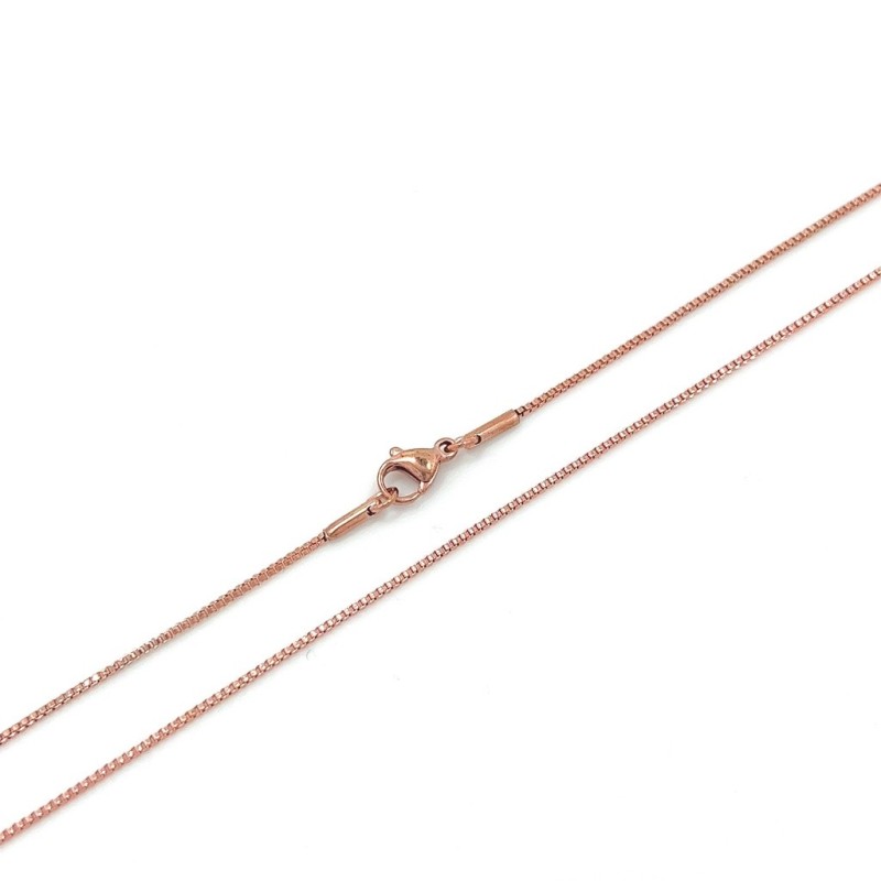 Premium Stainless Steel Rose Gold Plated Slim Box Designer 40cm Necklace Chain (Made in Japan)