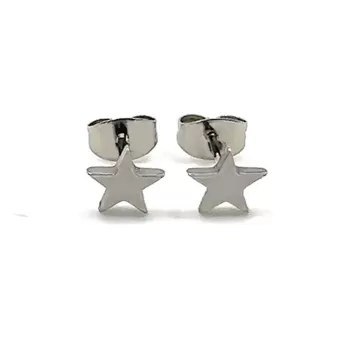 Unisex Premium Stainless Steel Hypoallergenic Silver Star Stud Earrings