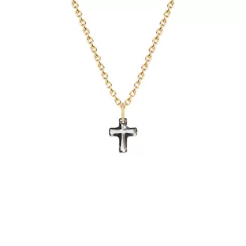 Gold Plated Premium Steel Exclusive Trendy Black Lining Classic Cross Embellished with Premium Grade Austrian Crystals