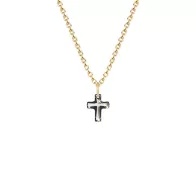 Gold Plated Premium Steel Exclusive Trendy Black Lining Classic Cross Embellished with Premium Grade Austrian Crystals