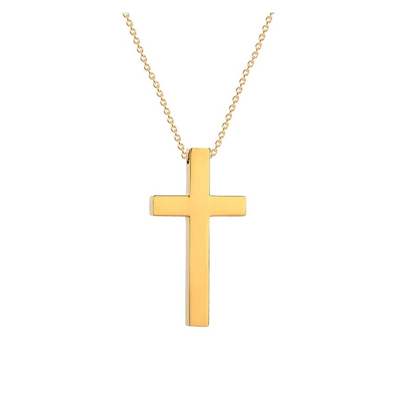 Gold Plated Premium Steel Medium Size Purely Cross Necklace Chain (Made In Japan)