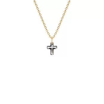 Gold Plated Premium Steel Exclusive Trendy Black Lining Classic Cross Embellished with Premium Grade Austrian Crystals