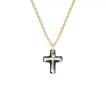 Gold Plated Premium Steel Classic Exclusive Trendy Black Lining Classic Cross Embellished with Premium Grade Austrian Crystal