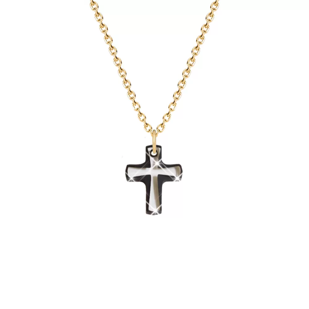 Gold Plated Premium Steel Classic Exclusive Trendy Black Lining Classic  Cross Embellished with Premium Grade Austrian