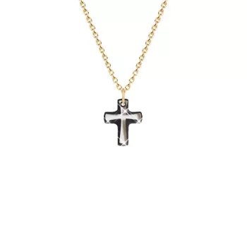 Gold Plated Premium Steel Classic Exclusive Trendy Black Lining Classic Cross Embellished with Premium Grade Austrian Crystal