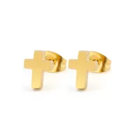 Unisex Stainless Steel Hypoallergenic Gold Cross Mini Cross Stud Earrings