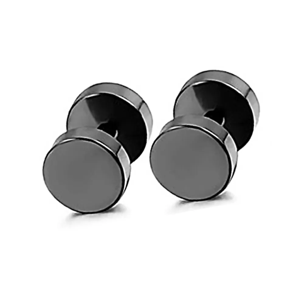 Unisex Stainless Steel Hypoallergenic Flat Round Screw Back Type Stud Earrings