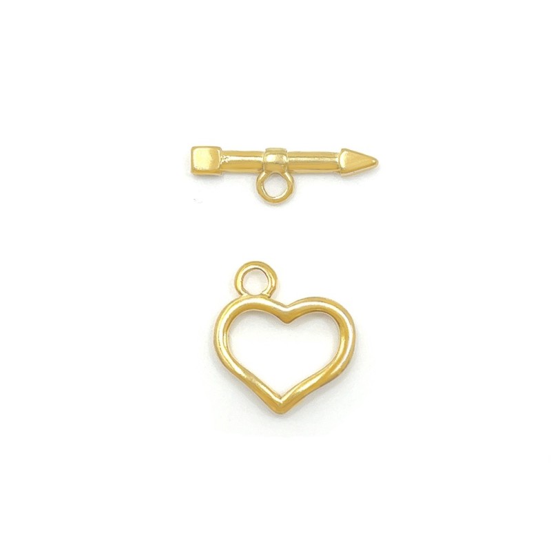 Gold Plated Premium Stainless Steel Hypoallergenic 316 Heart and Arrow Toggle Clasp Ring (Made In Japan)