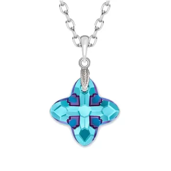 Aquamarine Metallic Blue Z Cross Tribe 24mm Pendant Embellished with Austrian Crystals