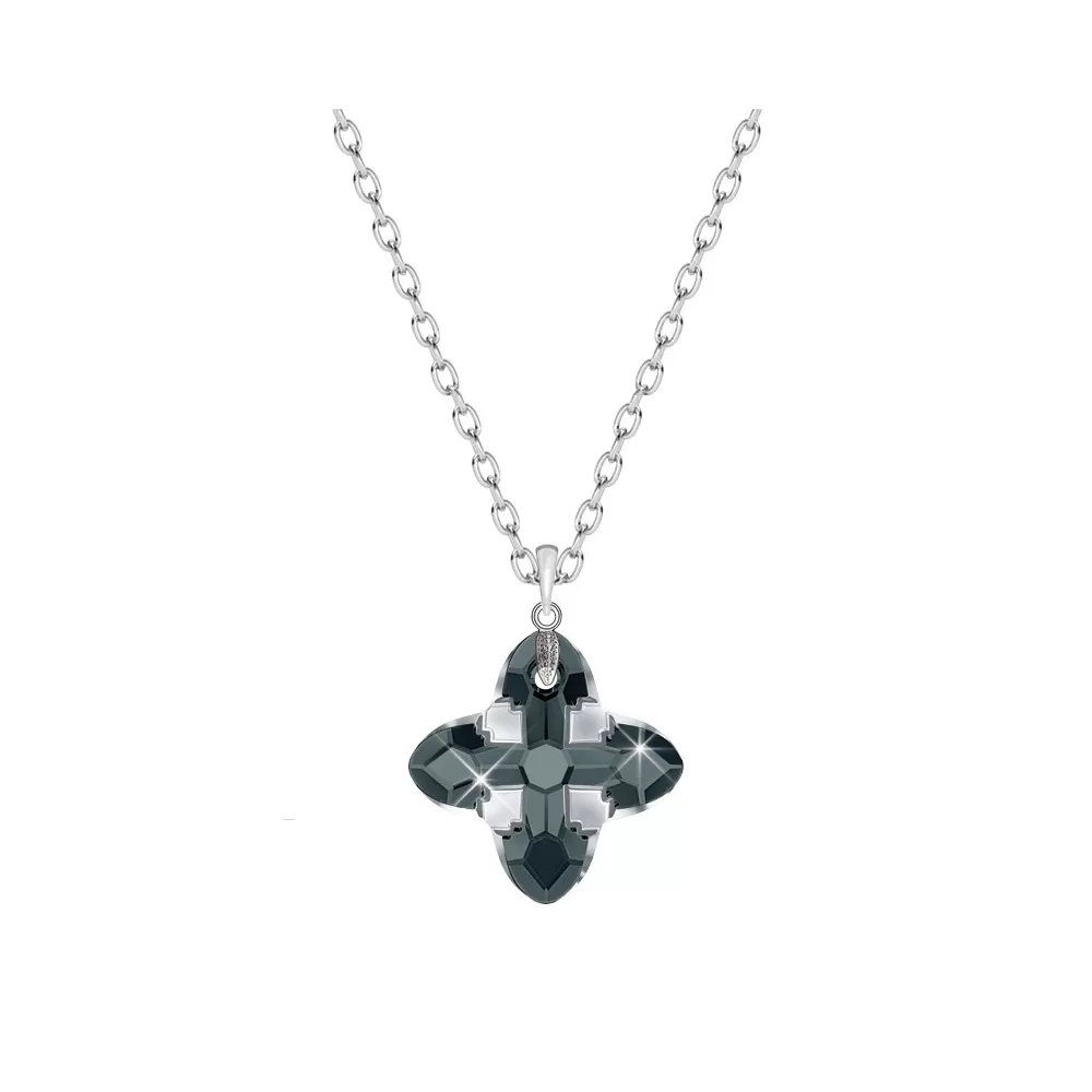 Graphite Light Chrome Z Cross Tribe 24mm Pendant Embellished with Austrian Crystals