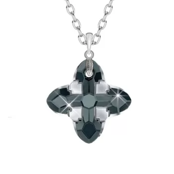 Graphite Light Chrome Z Cross Tribe 24mm Pendant Embellished with Austrian Crystals