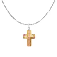 Astral Pink Trendy Crystal Cross Necklace Embellished with Premium Grade Austrian Crystal