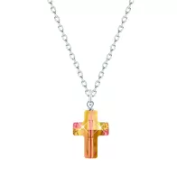 Astral Pink Trendy Crystal Cross Necklace Embellished with Premium Grade Austrian Crystal