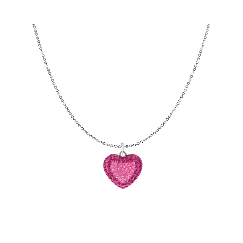 Light Rose Pave Heart 20mm Pendant Necklace Embellished with Premium Grade Austrian Crystals