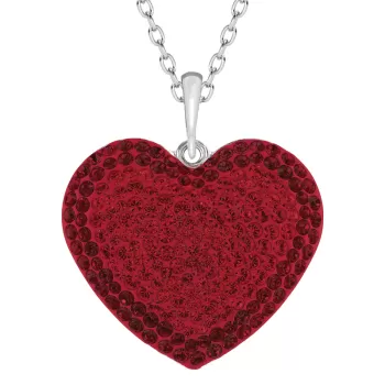 Siam Pave Heart 20mm Pendant Necklace Embellished with Premium Grade Austrian Crystals