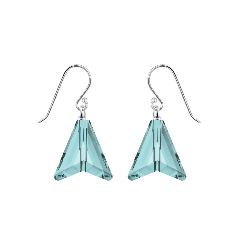 Light Turquoise Courage Arrow Hook Earrings Embellished with Austrian Crystals