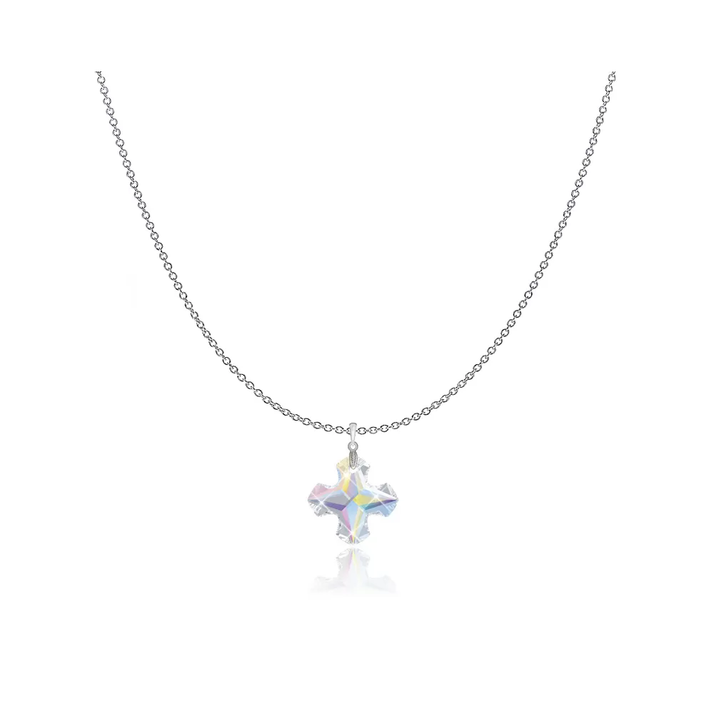 Crystal AB Greek Cross 18mm Pendant Necklace Embellished with Premium Grade Austrian Crystal