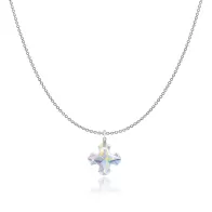 Crystal AB Greek Cross 18mm Pendant Necklace Embellished with Premium Grade Austrian Crystal