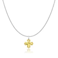 Metallic Sunshine Greek Cross 18mm Pendant Necklace Embellished with Premium Grade Austrian Crystal