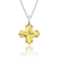 Metallic Sunshine Greek Cross 18mm Pendant Necklace Embellished with Premium Grade Austrian Crystal