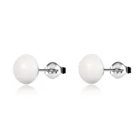 White Cabochon Pearl Premium Steel 10mm Earrings Embellished with Premium Grade Austrian Crystal Pearls