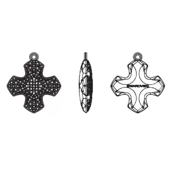 Pave Cross 20mm Pendant Steel Necklace Collection Embellished with Premium Grade Austrian Crystals