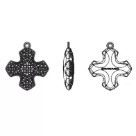 Pave Cross 20mm Pendant Steel Necklace Collection Embellished with Premium Grade Austrian Crystals