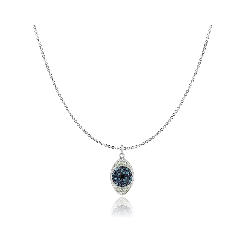 Moon Light With Montana Pave Eye Pendant 20mm Necklace Embellished with Austrian Crystals