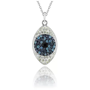 Pave Eye Pendant 20mm Necklace Embellished with Austrian Crystals