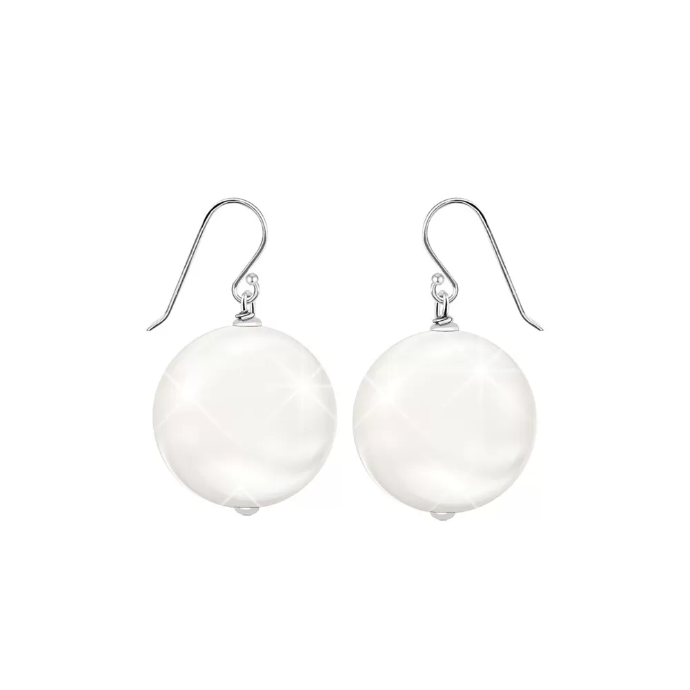 Crystal Coin Pearl Hook Earrings Embellished with European Crystals