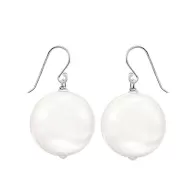 Crystal Coin Pearl Hook Earrings Embellished with European Crystals