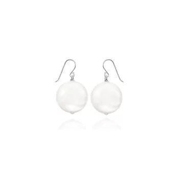 Crystal Coin Pearl Hook Earrings Embellished with European Crystals