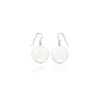 Crystal Coin Pearl Hook Earrings Embellished with European Crystals