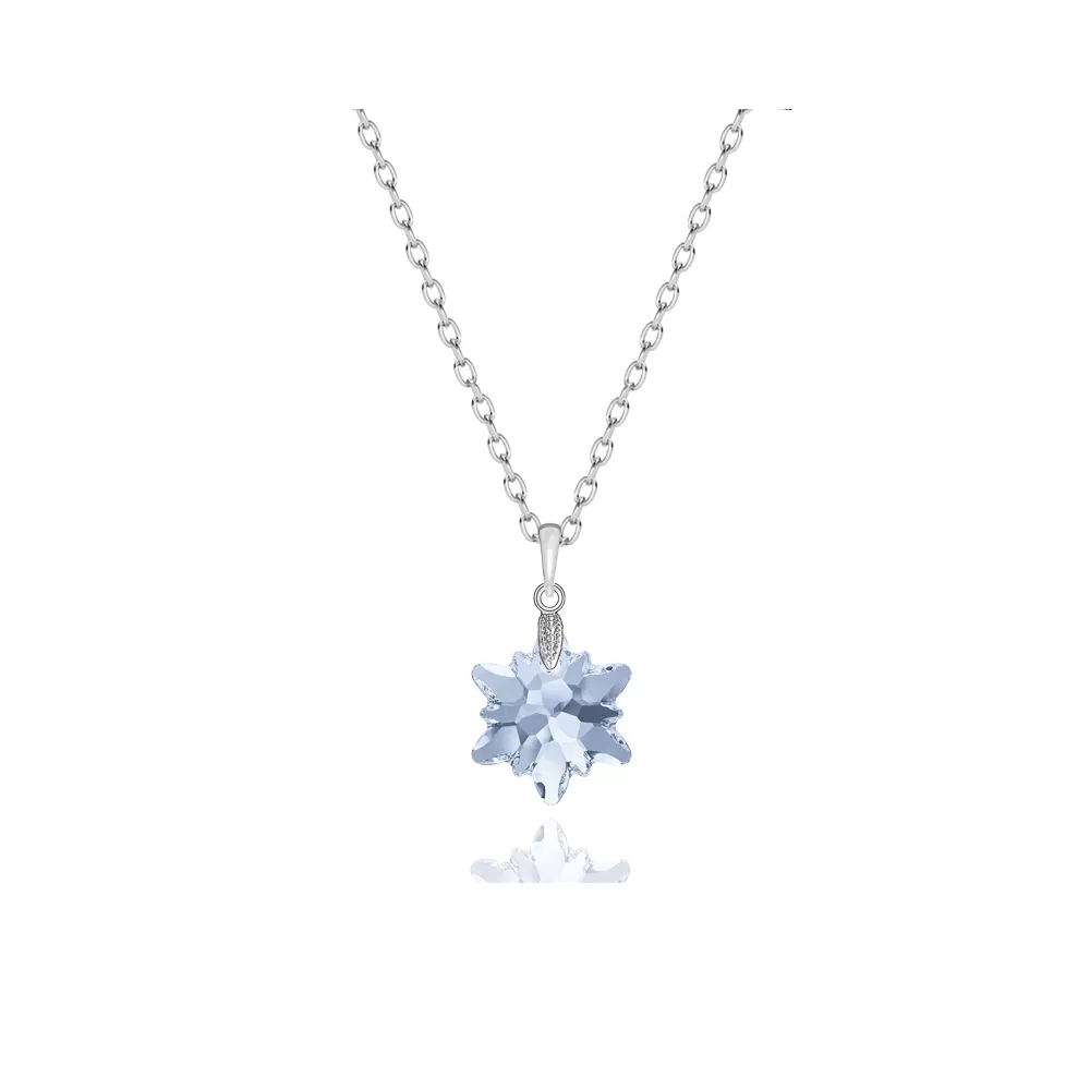 Edelweiss Frosted Pendant Necklace Embellished with Austrian Crystals